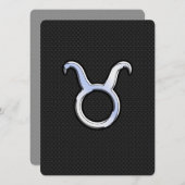 Carte Chrome Argent Comme Taurus signe Zodiac (Devant / Derrière)