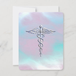 Carte Chrome Comme Caduceus Symbole Médicale Mère Pearl