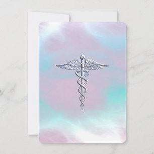 Carte Chrome Comme Caduceus Symbole Médicale Mère Pearl