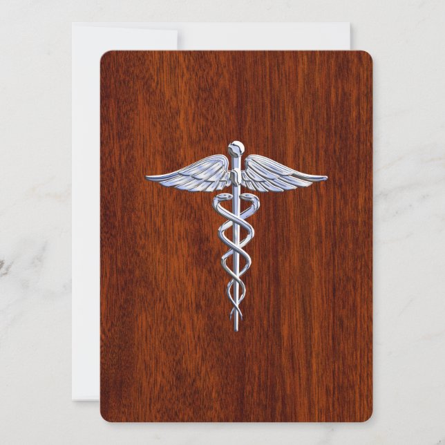 Carte Chrome Comme Caduceus Symbole Médicale Style Mahog (Devant)