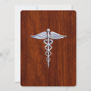 Carte Chrome Comme Caduceus Symbole Médicale Style Mahog