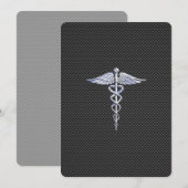 Carte Chrome comme symbole médical caducée en fibre de c (Devant / Derrière)
