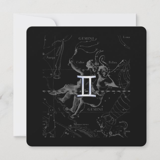 Carte Chrome d'argent comme Gemini Zodiac Connexion Heve (Devant)