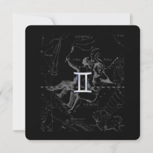 Carte Chrome d'argent comme Gemini Zodiac Connexion Heve