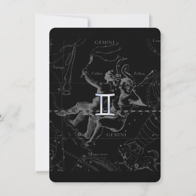 Carte Chrome d'argent comme Gemini Zodiac Connexion Heve (Devant)
