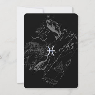 Carte Chrome Style Pisces Symbole Zodiac sur Hevelius