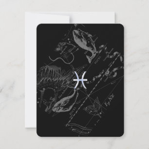 Carte Chrome Style Pisces Symbole Zodiac sur Hevelius