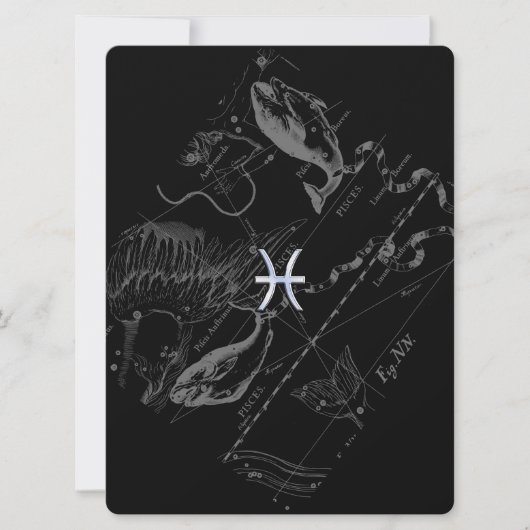 Carte Chrome Style Pisces Symbole Zodiac sur Hevelius (Devant)