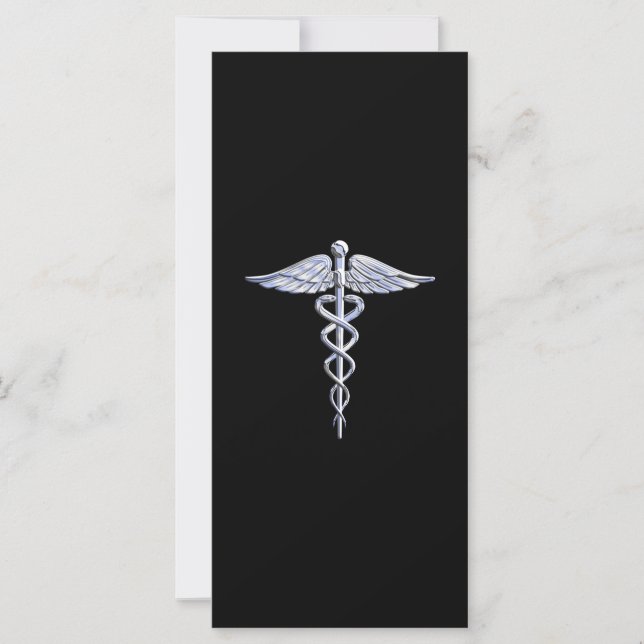 Carte Chrome Stylish Comme Caduceus Symbole Médicale (Devant)