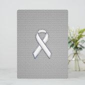 Carte Chrome White Ribbon Sensibilisation Fibre de carbo (Debout devant)