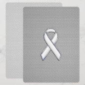 Carte Chrome White Ribbon Sensibilisation Fibre de carbo (Devant / Derrière)