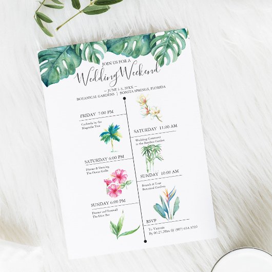 Carte Chronologie du week-end de mariage de destination