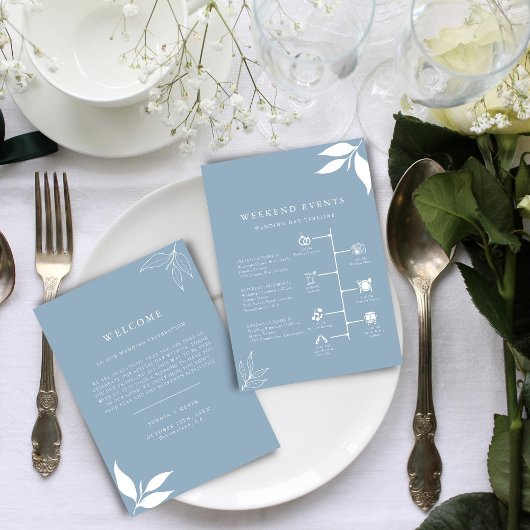 Carte chronologique Dusty Blue I Feuilles I Lettre