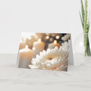 Carte Chrysanthème d'anniversaire Fleur et Bougies