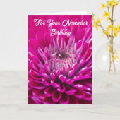 Carte Chrysanthème pourpre, fleur de naissance de novemb (Fleur jaune)