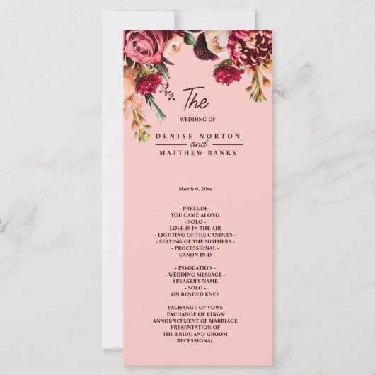 Carte Chrysanthème romantique sur Gossamer Pink (Devant)