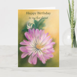 Carte Chrysanthème rose et crème Florale Anniversaire