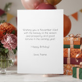 Carte Chrysanthèmes Fleur de Naissance de Novembre Anniv