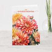 Carte Chrysanthèmes français pour novembre Anniversaire (Devant)