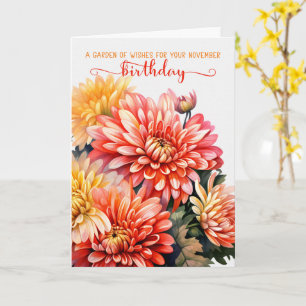 Carte Chrysanthèmes pour Novembre Anniversaire