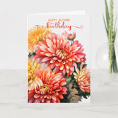 Carte Chrysanthèmes pour une saison d'automne Anniversai (Devant)