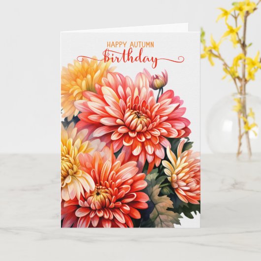 Carte Chrysanthèmes pour une saison d'automne Anniversai (Fleur jaune)
