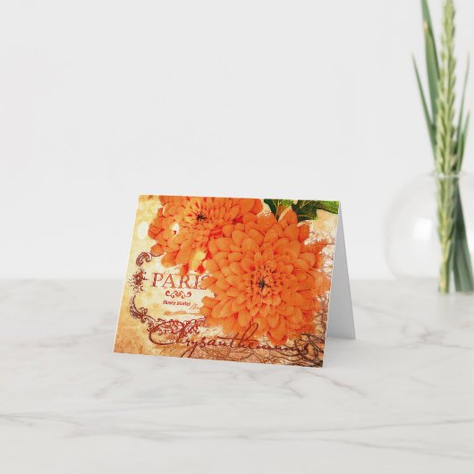 Carte Chrysanthèmes vintages (Devant)
