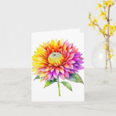Carte Chrysanthemum Une étude sur l'aquarelle et le styl (Fleur jaune)