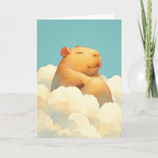 Carte Chubby Capybara se repose sur un nuage (Devant)
