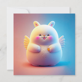 Carte Chubby Lapin De Pâques Avec Ailes