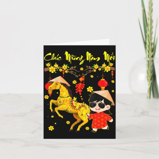 Carte Chuc Mung Nam Moi Binh Ngo Tet 2026 Vietnamese Gir (Devant)