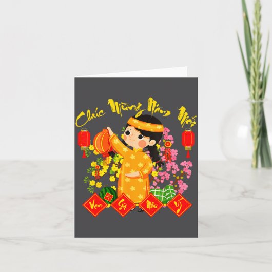 Carte Chuc Mung Nam Moi Vietnamese Lunar New Year Ao Dai (Devant)