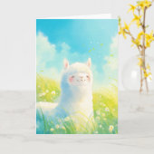 Carte Chuchotements de printemps avec un alpaca (Fleur jaune)