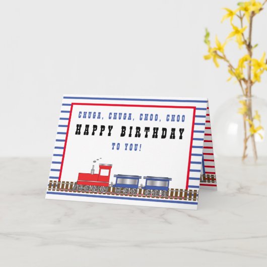 Carte Chuga, Chuga Choo Choo Rouge | Train Bleu Annivers (Fleur jaune)