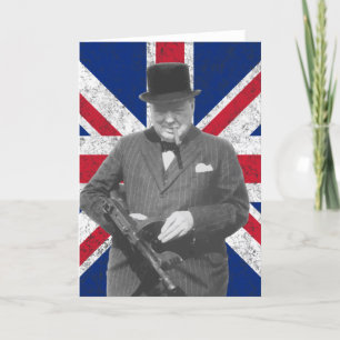 Carte Churchill Posing With The British Flag