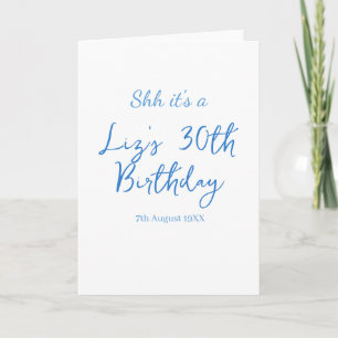 Carte chut c'est une date de 30e anniversaire bleu simpl
