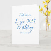 Carte chut c'est une date de 30e anniversaire bleu simpl (Fleur jaune)