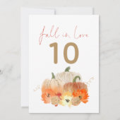 Carte Chute en Amour Citrouille étincelant Numéro de tab (Dos)