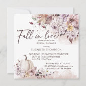 Carte Chute en amour feuillage citrouille douche nuptial (Devant)