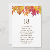 Carte Chute Feuille Automne Mariage Table Plan de siège (Devant)