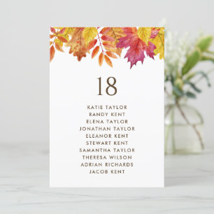 Carte Chute Feuille Automne Mariage Table Plan de siège