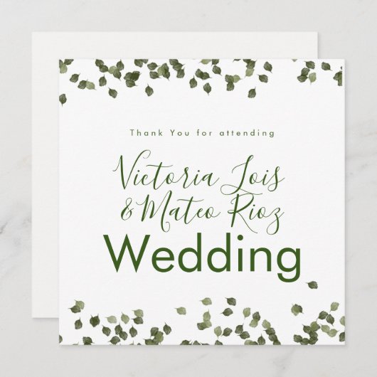 Carte Chute Feuille Automne Merci Mariage (Devant / Derrière)