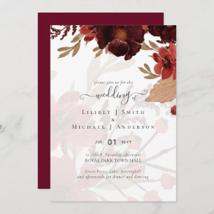 Carte Chute Floral Suite Mariage Terracotta Bourgogne Ro