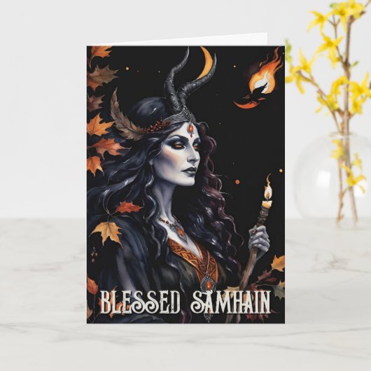 Carte Chute Forêt Béni Samhain Night Pagan sorch (Fleur jaune)