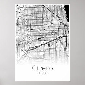 Carte Cicero - Illinois - Poster de carte de ville