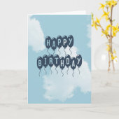 Carte Ciel bleu Nuages Ballons d'anniversaire (Fleur jaune)