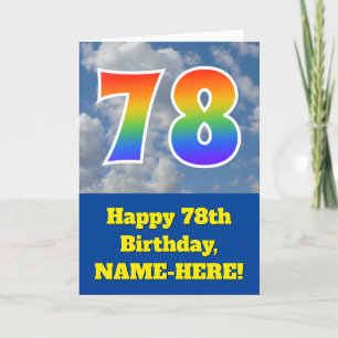 Carte Ciel bleu nuageux, Motif arc-en-ciel "78" Annivers