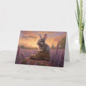 Carte Ciel coucher de soleil avec lapin mignonne Anniver (Devant)