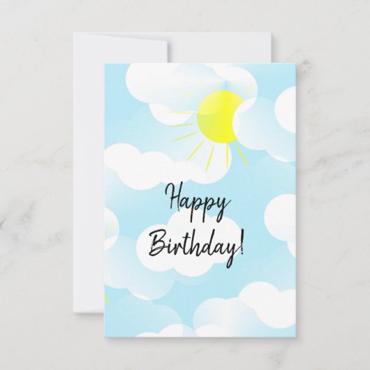 Carte Ciel d'été bleu soleil avec nuages Joyeux annivers (Devant)