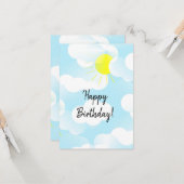 Carte Ciel d'été bleu soleil avec nuages Joyeux annivers (Devant/Arrière en situation)